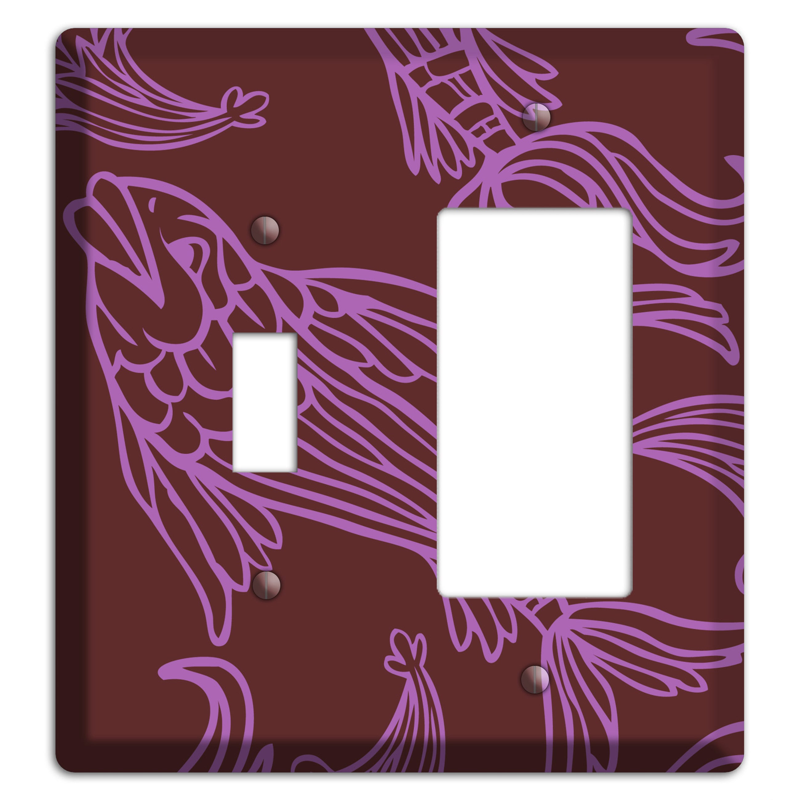 Purple and Pink Koi Toggle / Rocker Wallplate