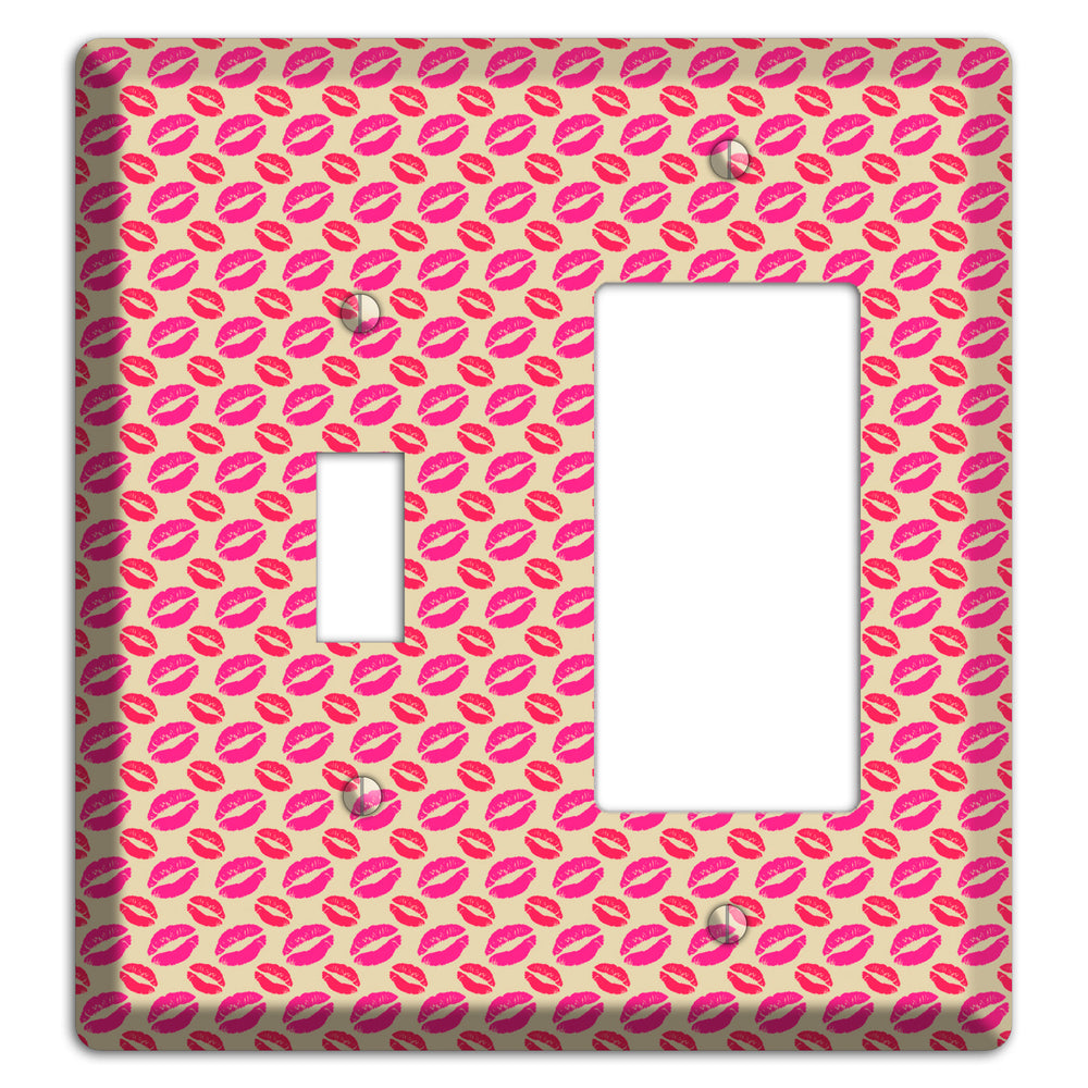 Pink and Red Kisses Toggle / Rocker Wallplate