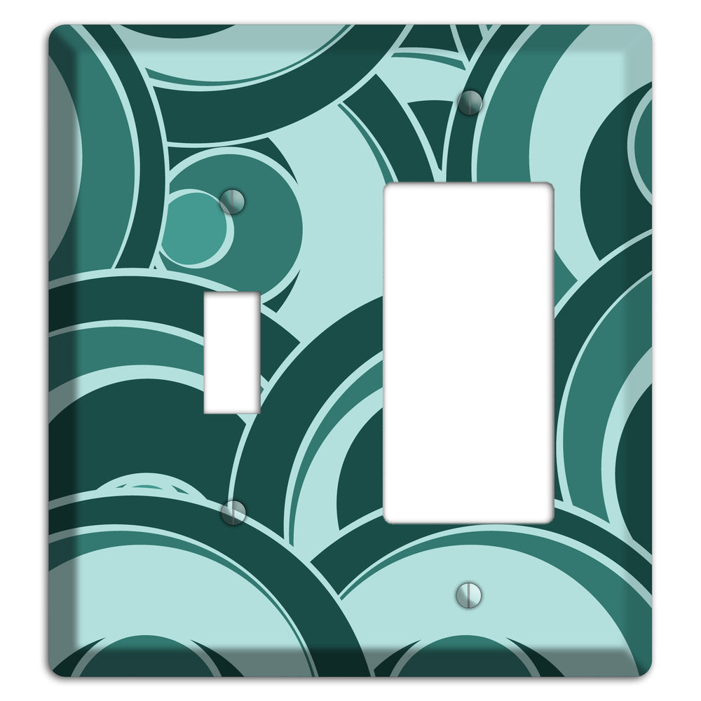 Blue-green Deco Circles Toggle / Rocker Wallplate
