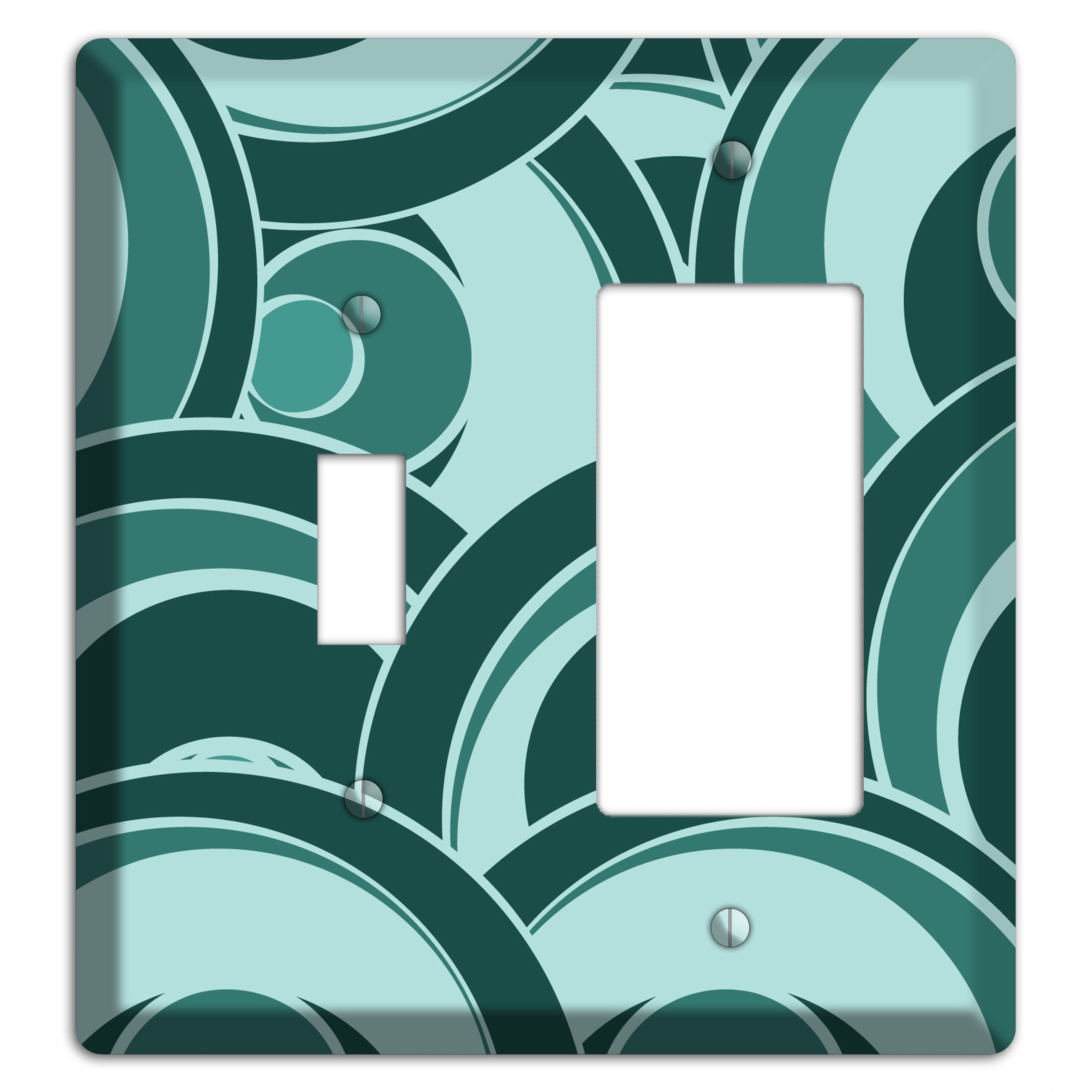 Blue-green Deco Circles Toggle / Rocker Wallplate