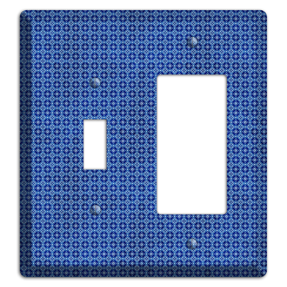 Multi Blue Arabesque Toggle / Rocker Wallplate