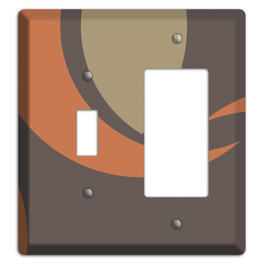 Grey Beige and Orange Abstract Toggle / Rocker Wallplate