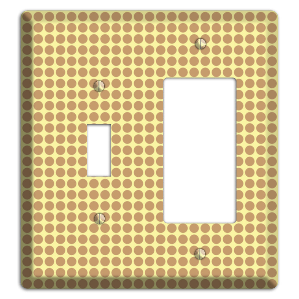 Yellow with Light Brown Tiled Small Dots Toggle / Rocker Wallplate