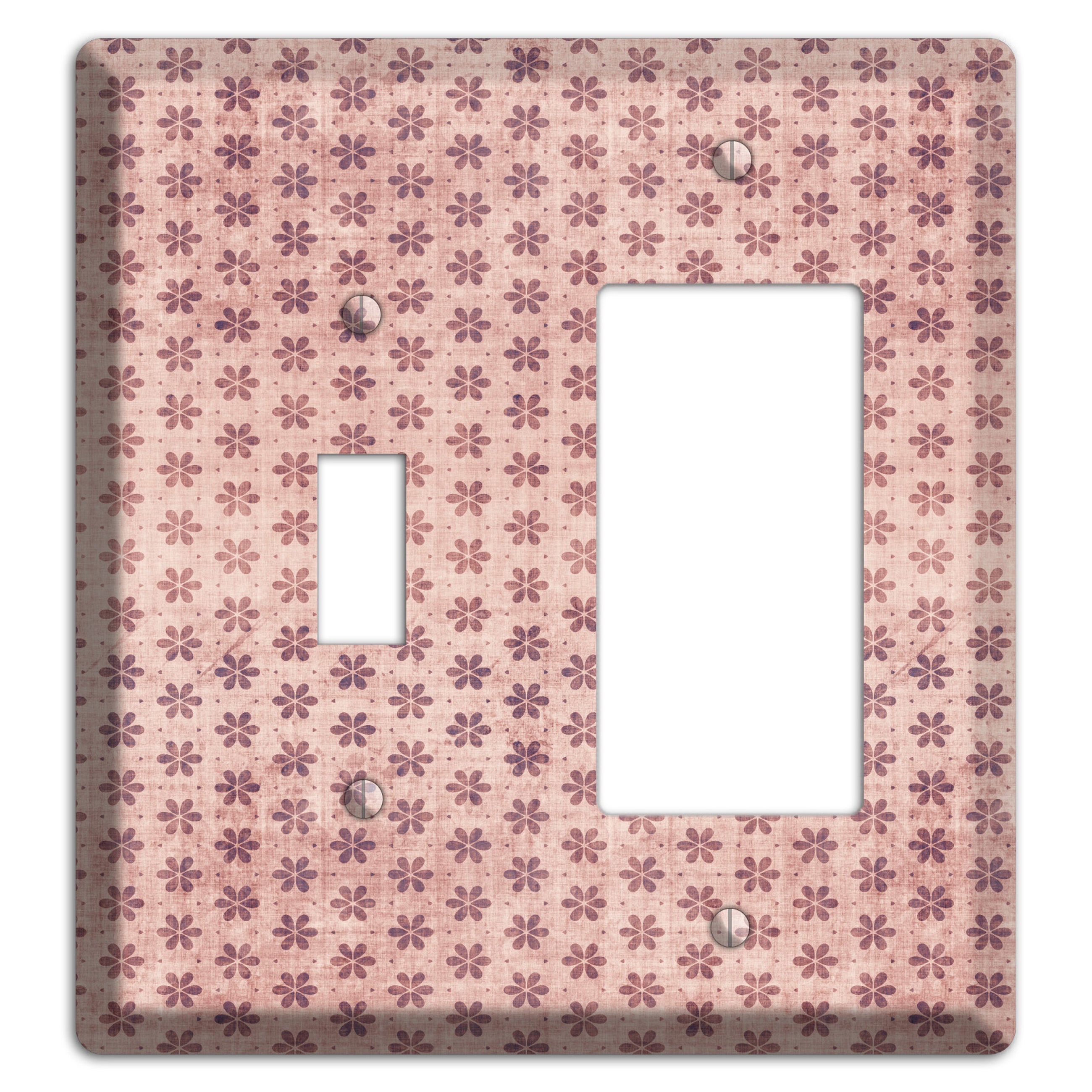 Dusty Pink Grunge Floral Contour Toggle / Rocker Wallplate