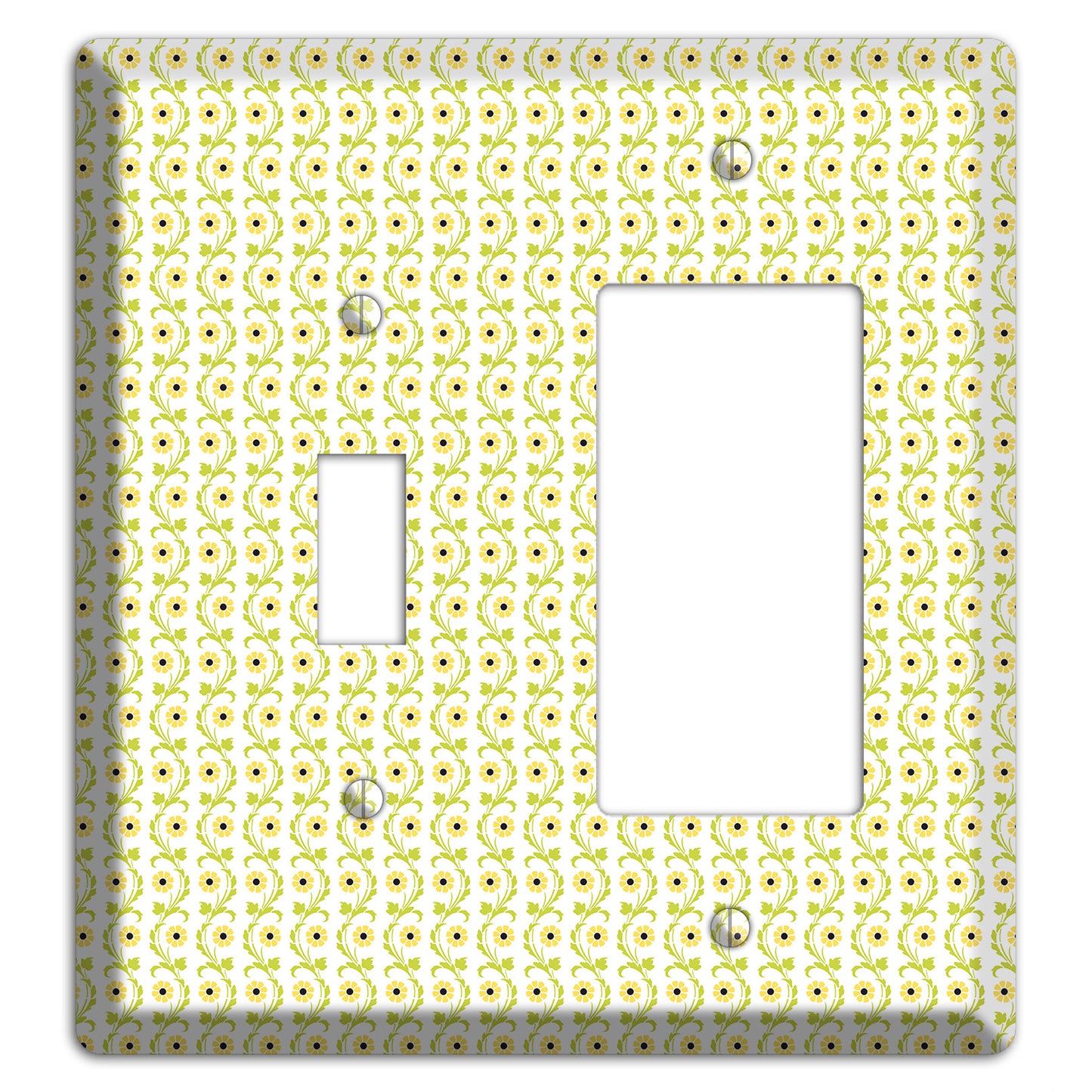 Tiny Yellow and Green Retro Sprig Toggle / Rocker Wallplate