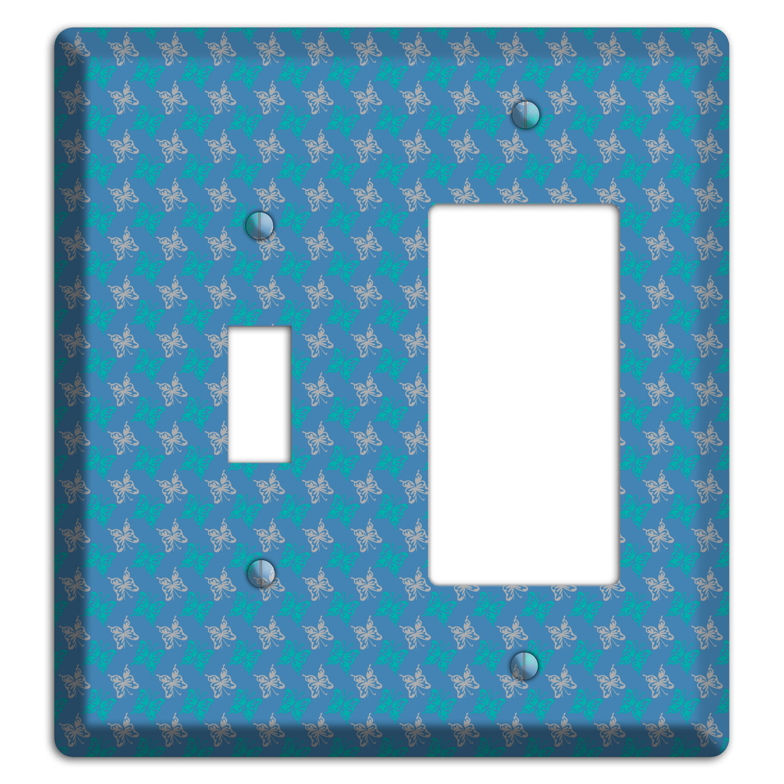 Blue with White and Turquoise Butterflies Toggle / Rocker Wallplate