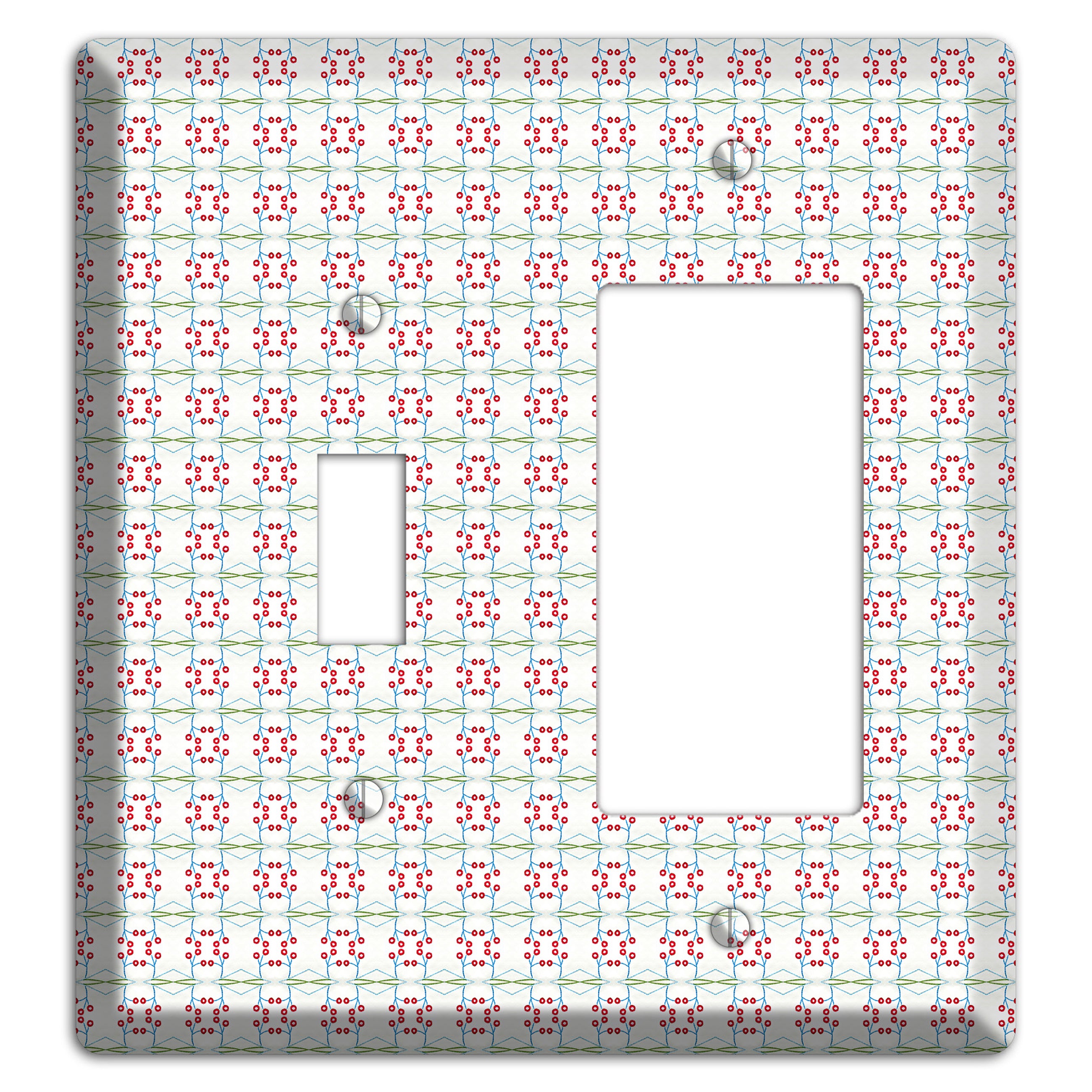 White with Red and Green Tapestry Toggle / Rocker Wallplate