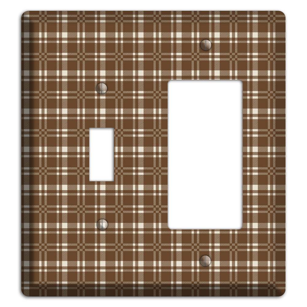 Medium Brown Plaid Toggle / Rocker Wallplate