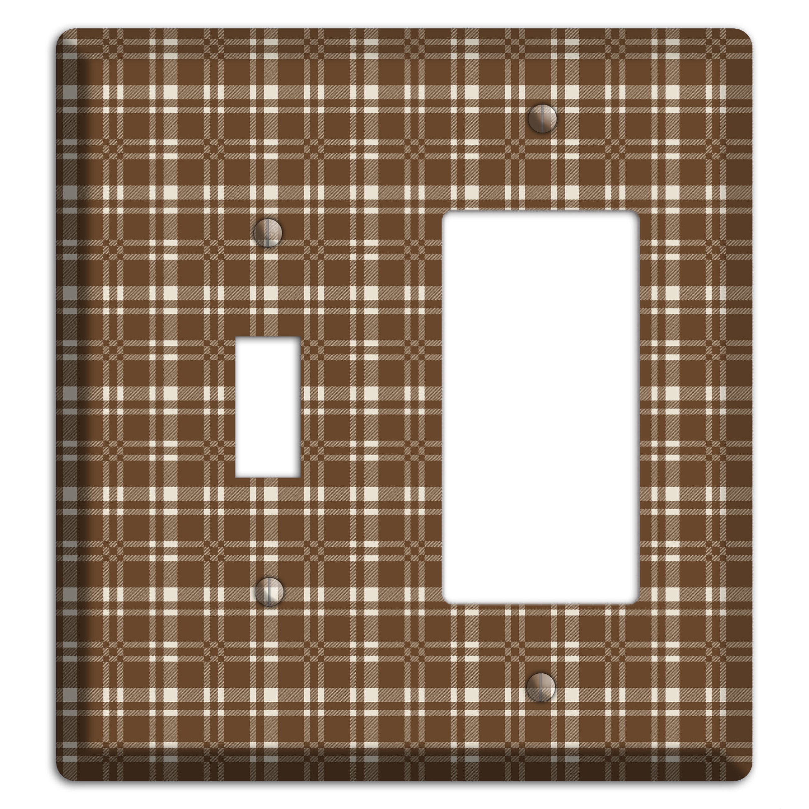 Medium Brown Plaid Toggle / Rocker Wallplate