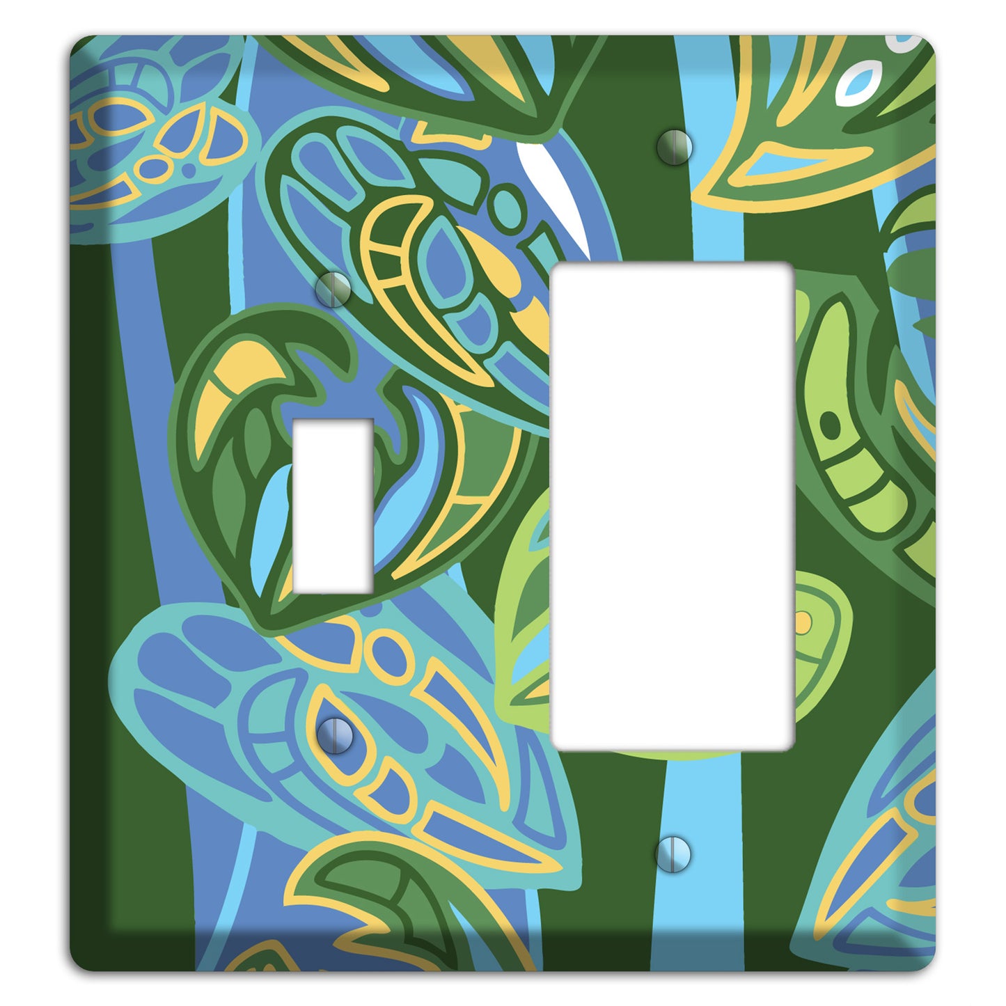 Pacific Blue and Green Toggle / Rocker Wallplate