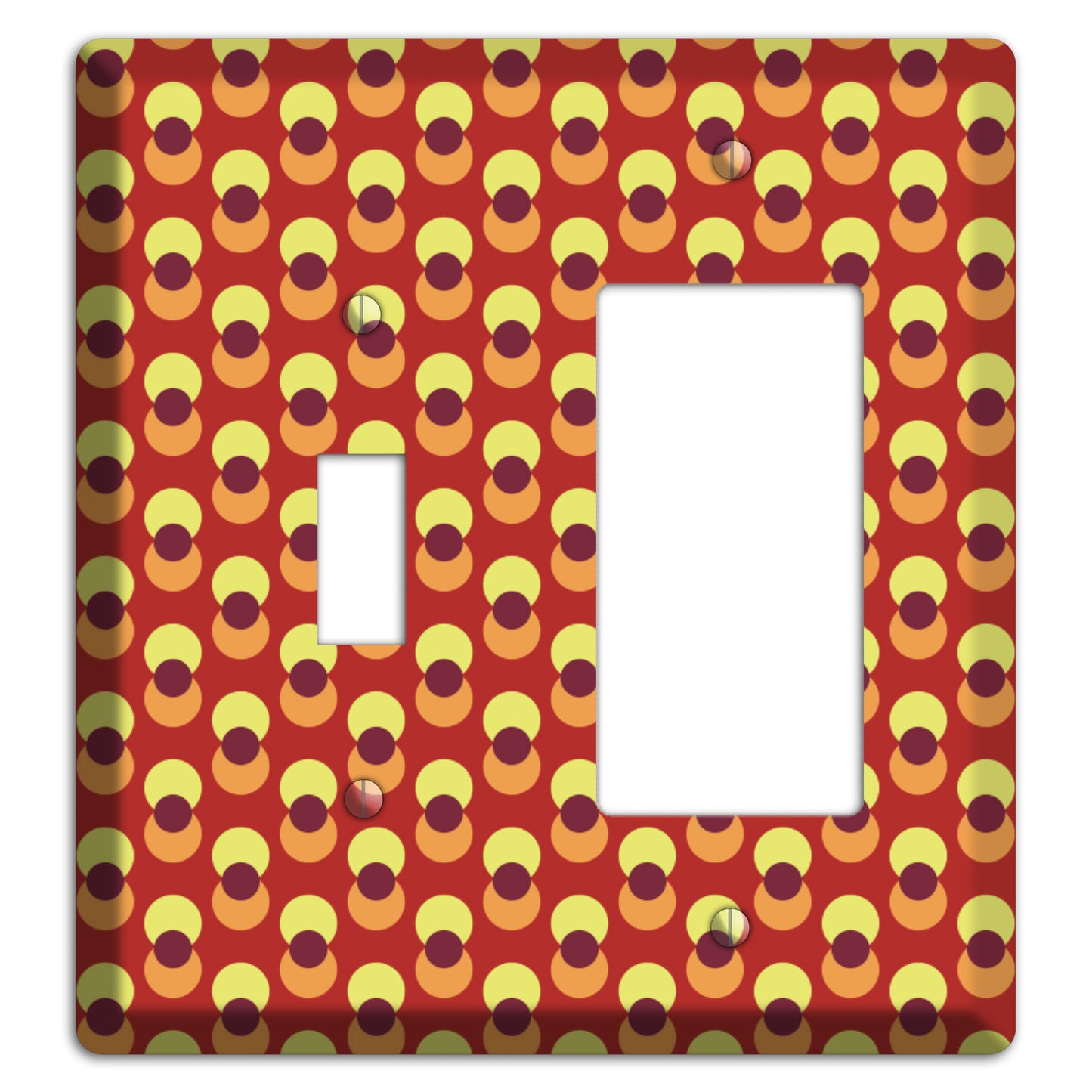 Red Yellow Coral Overlain Dots Toggle / Rocker Wallplate