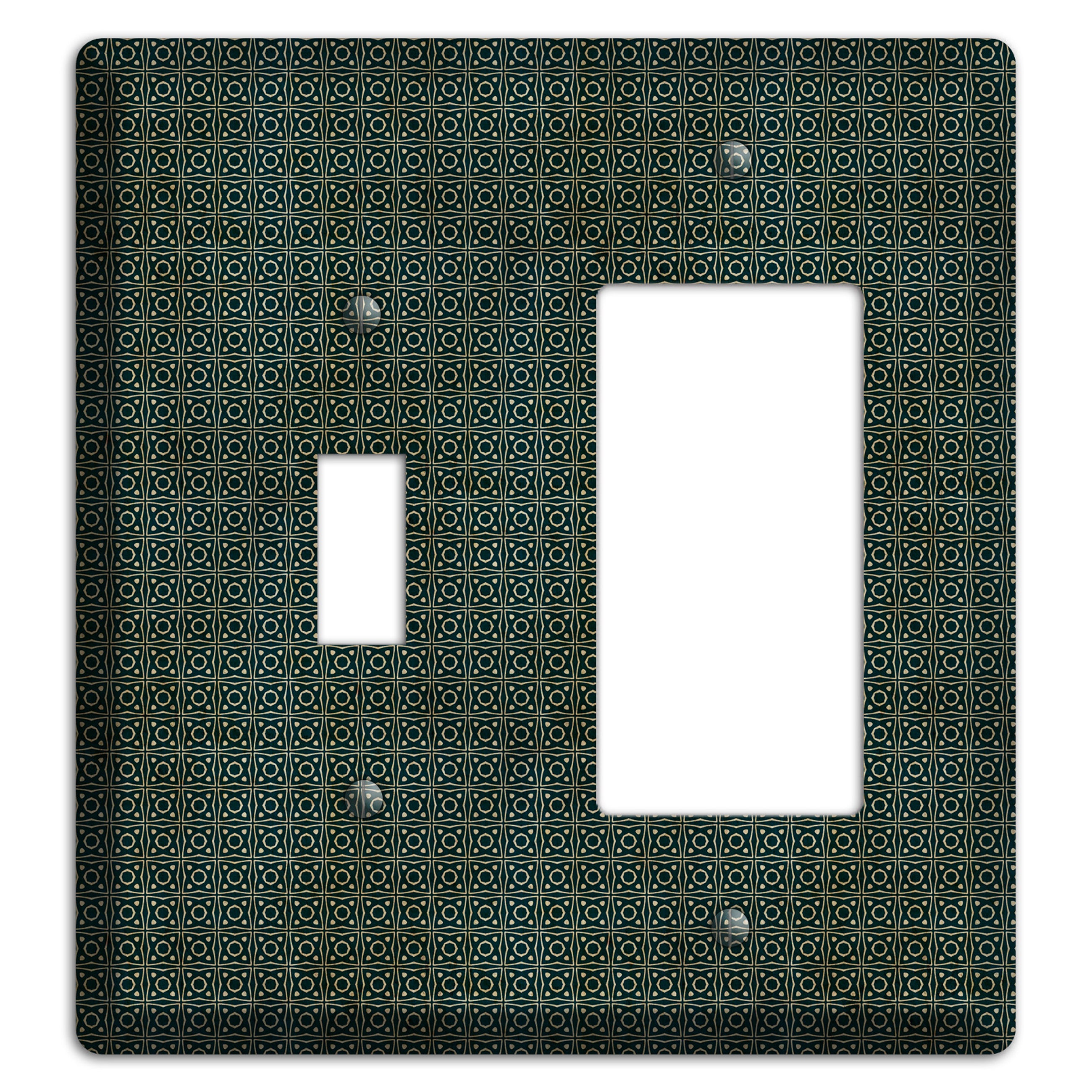 Dark Green Grunge Tiny Tiled Tapestry 4 Toggle / Rocker Wallplate
