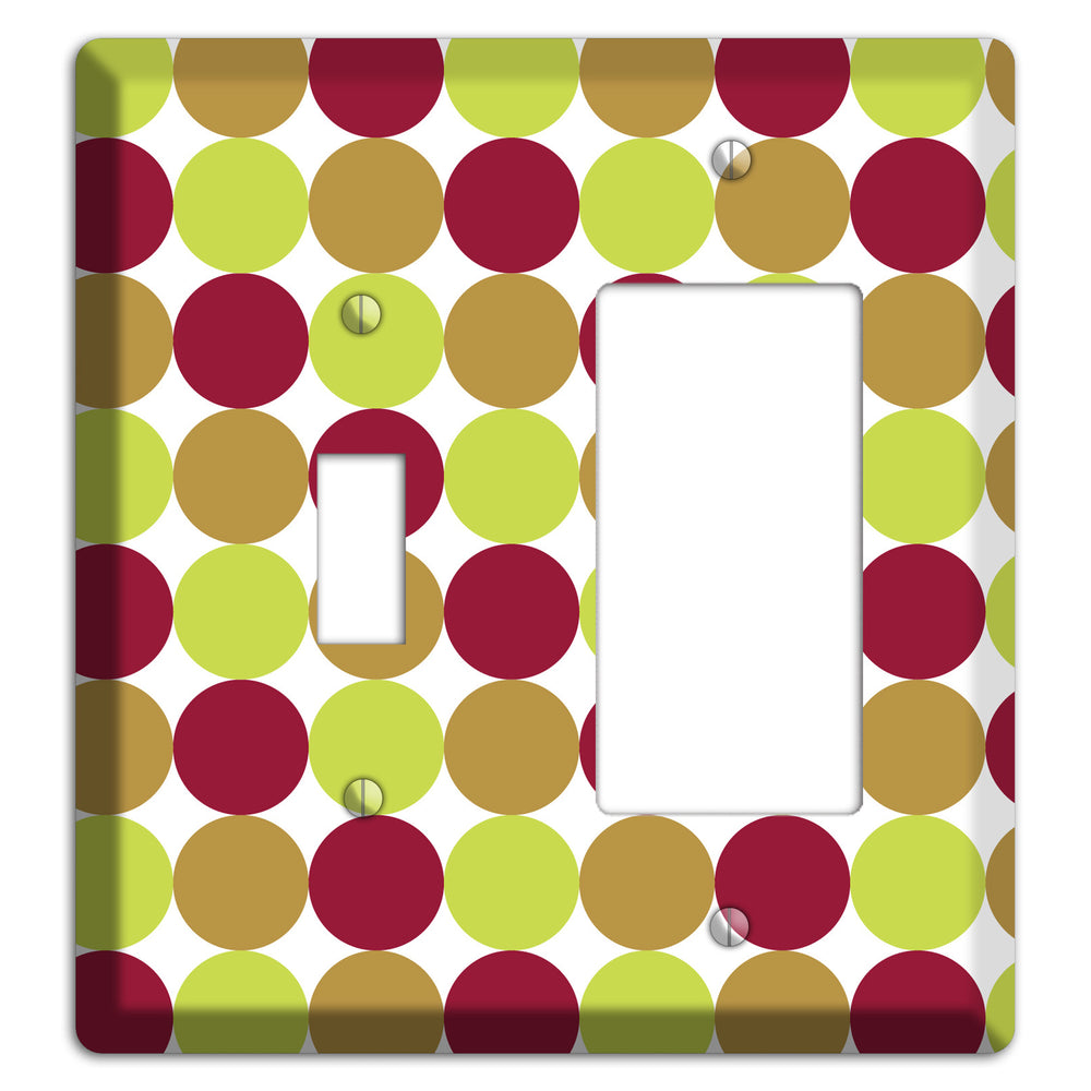 Lime Brown Maroon Tiled Dots Toggle / Rocker Wallplate