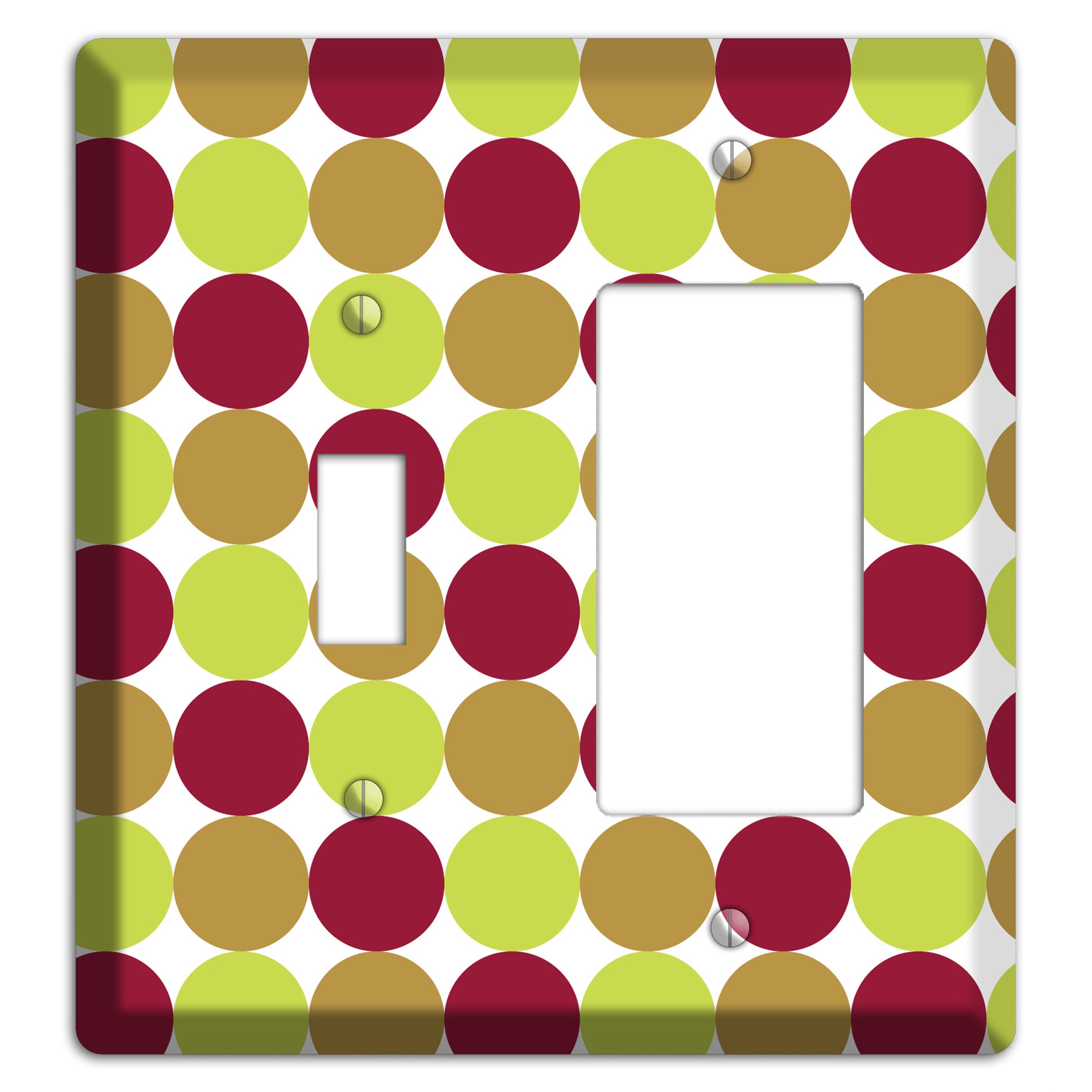 Lime Brown Maroon Tiled Dots Toggle / Rocker Wallplate