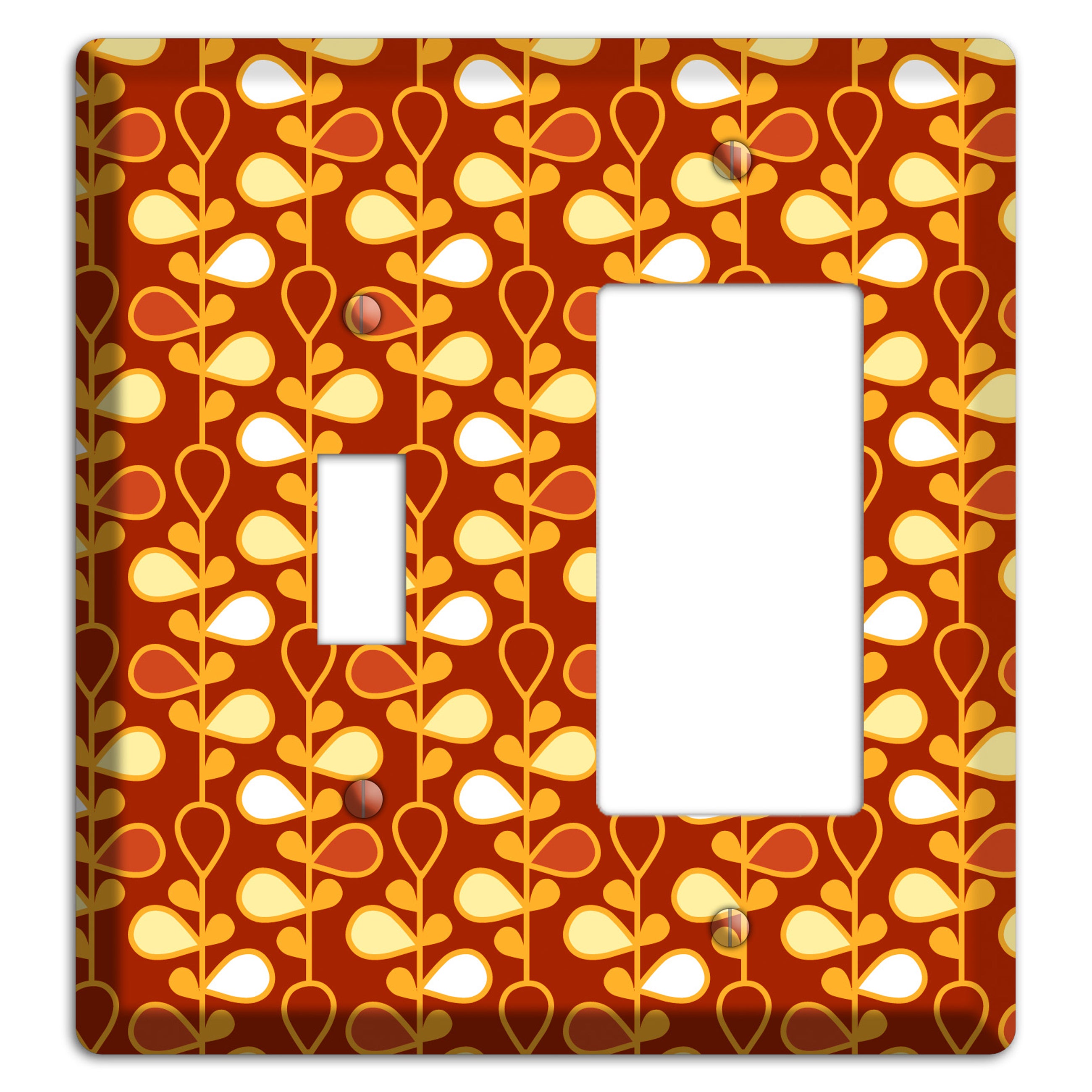 Red with Orange and Yellow Drop and Vine Toggle / Rocker Wallplate