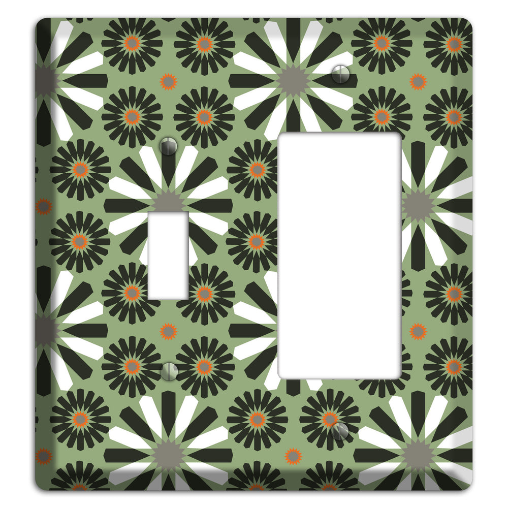Olive with Scandinavian Floral Toggle / Rocker Wallplate