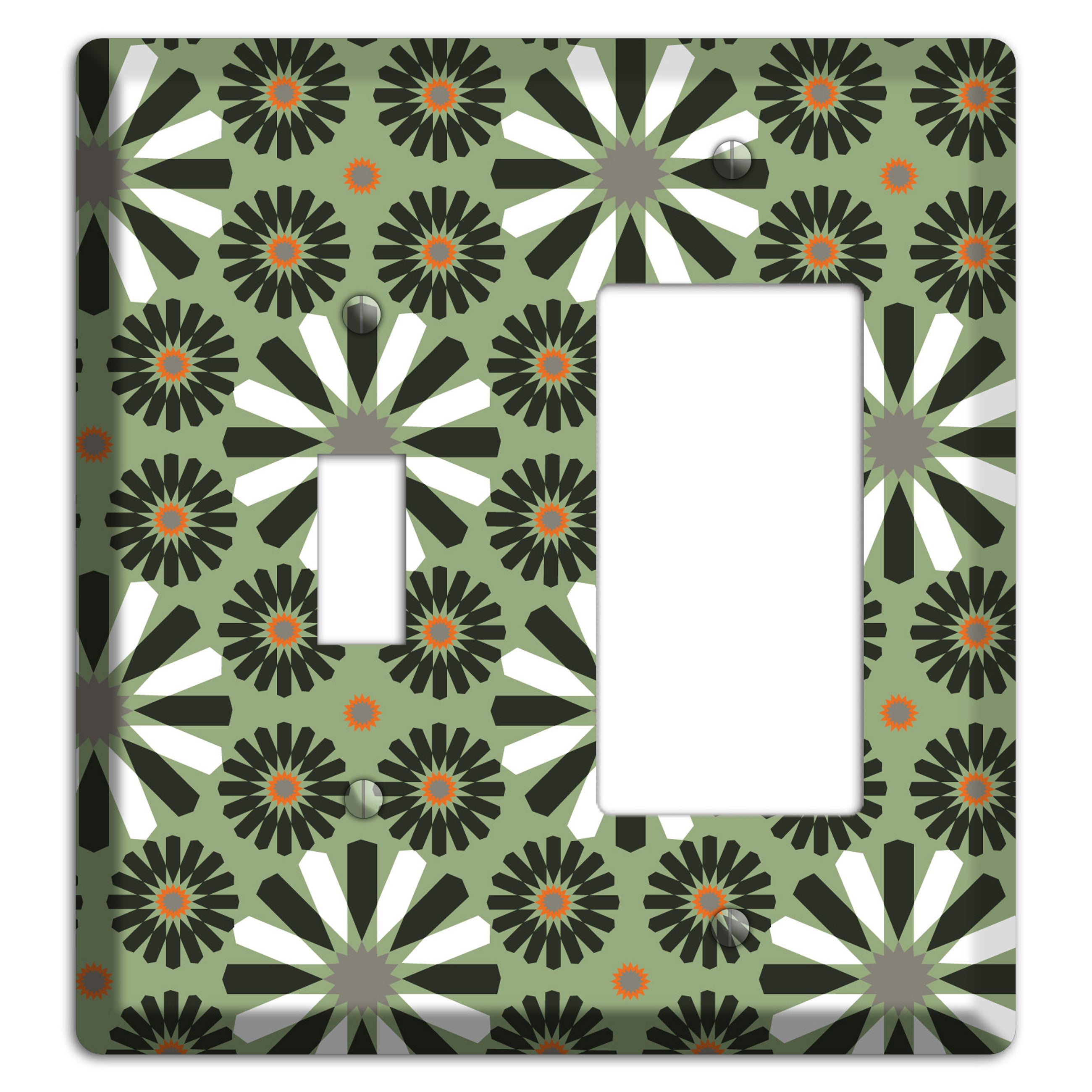 Olive with Scandinavian Floral Toggle / Rocker Wallplate