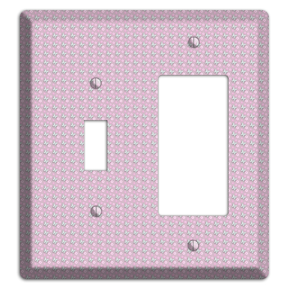 Pink with Butterflies Toggle / Rocker Wallplate