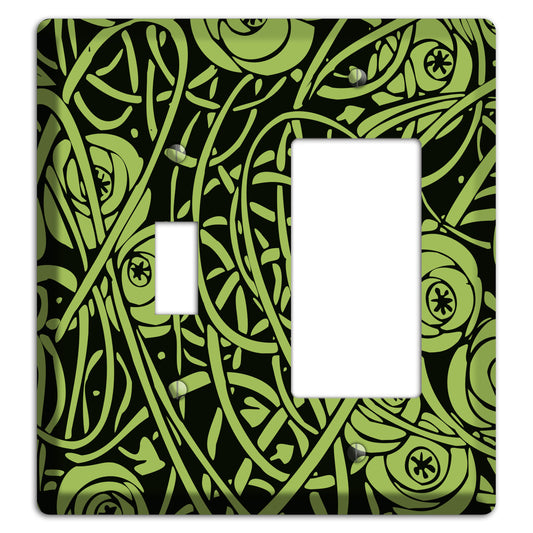 Green Deco Floral Toggle / Rocker Wallplate