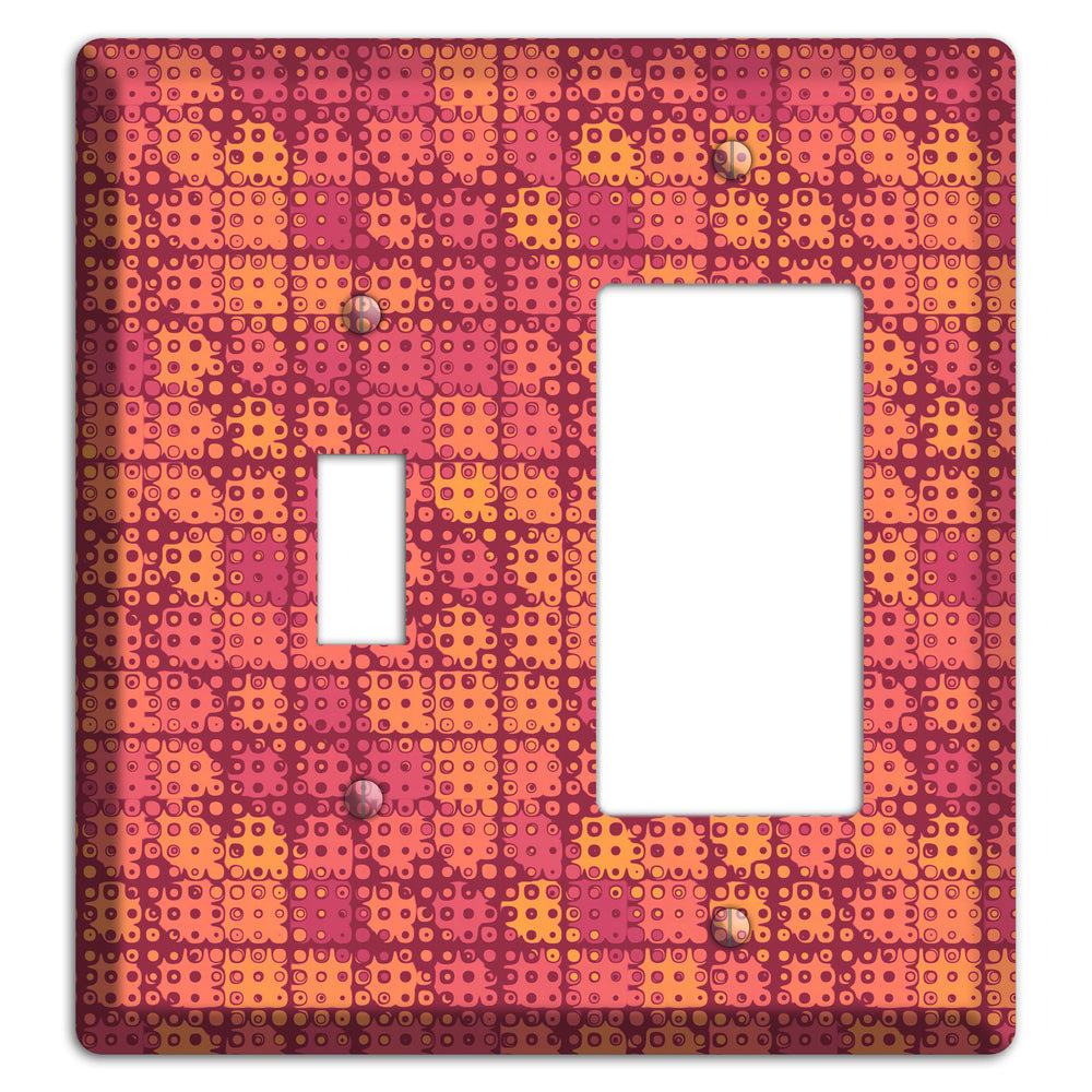 Coral Grunge Squares Toggle / Rocker Wallplate