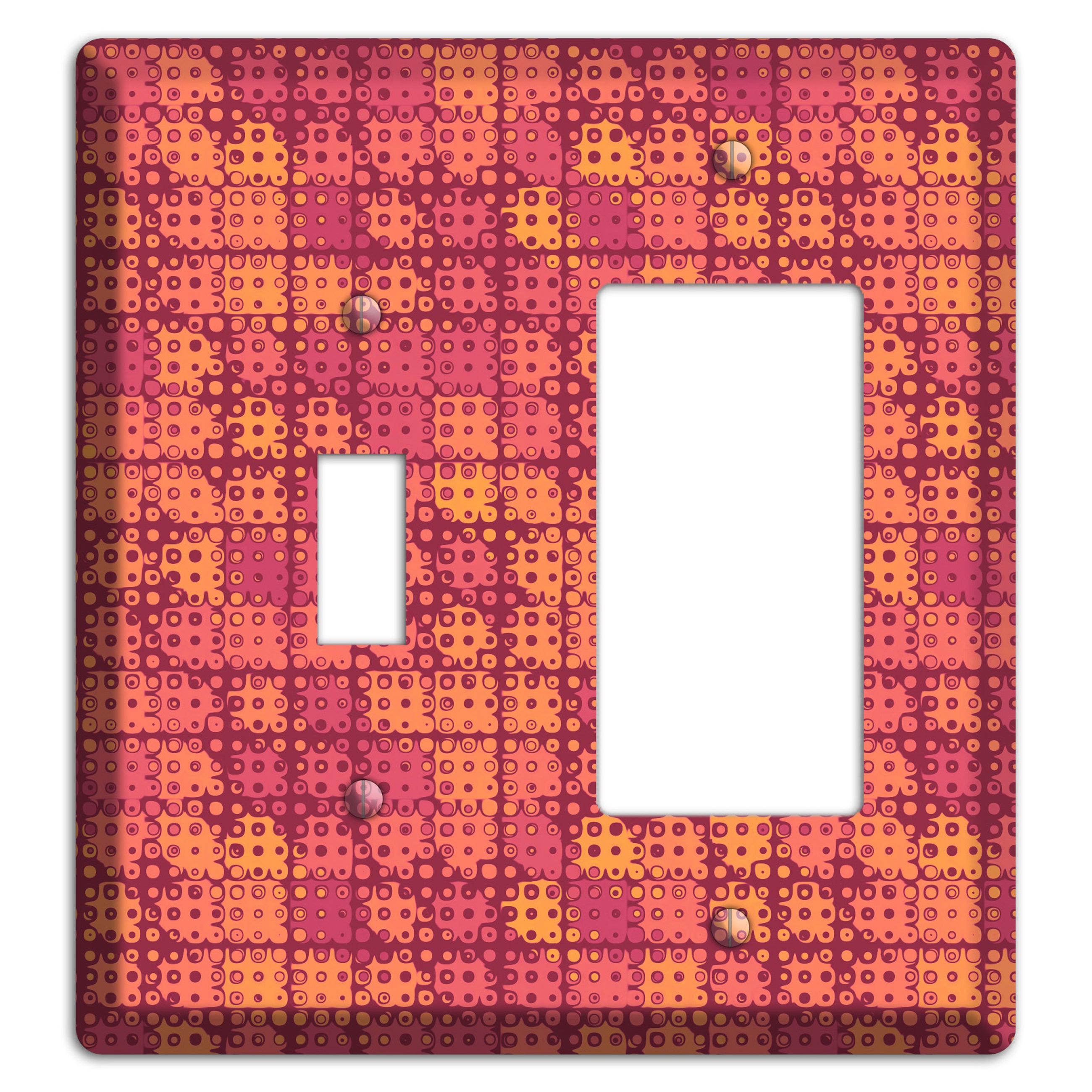 Coral Grunge Squares Toggle / Rocker Wallplate