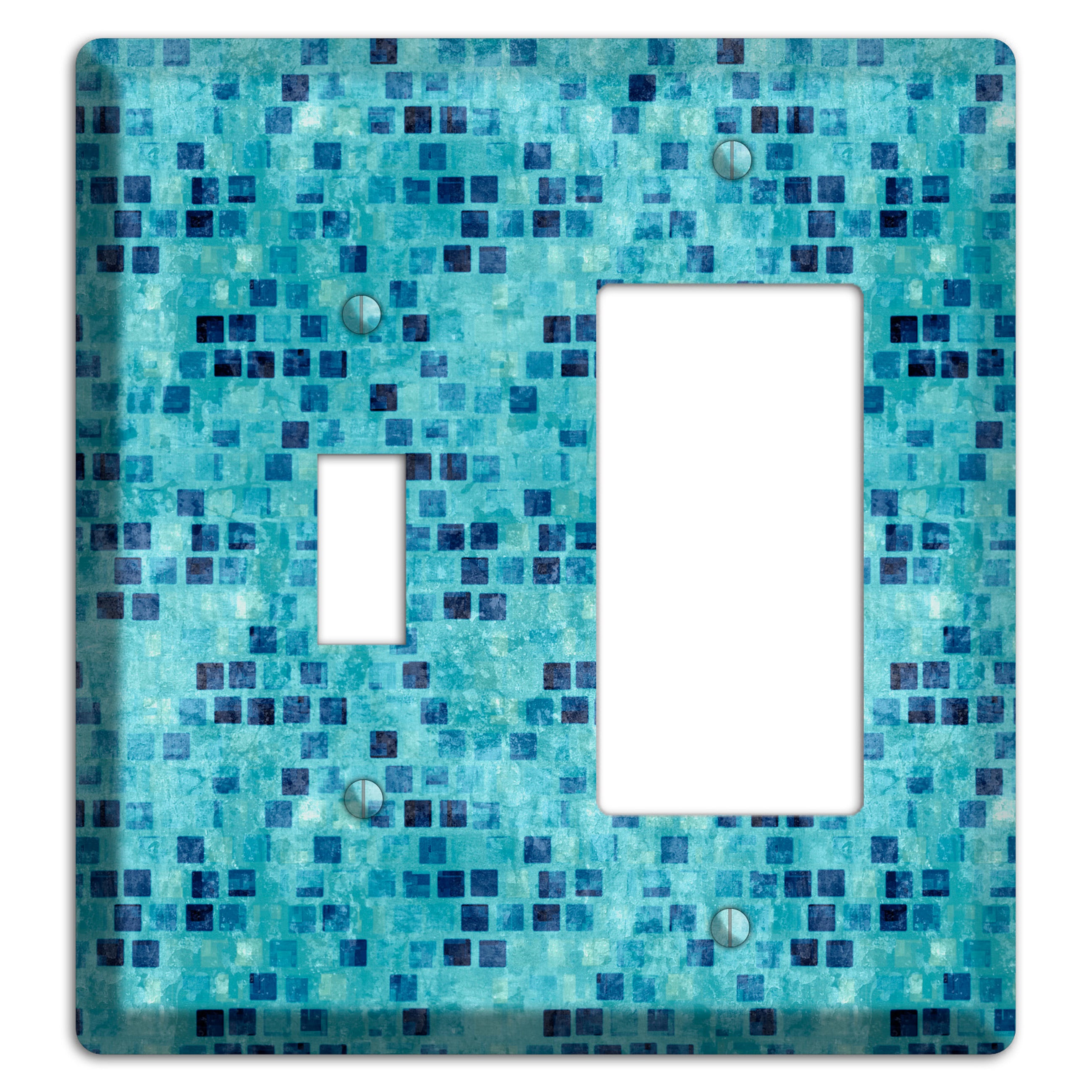 Turquoise Grunge Tile Toggle / Rocker Wallplate