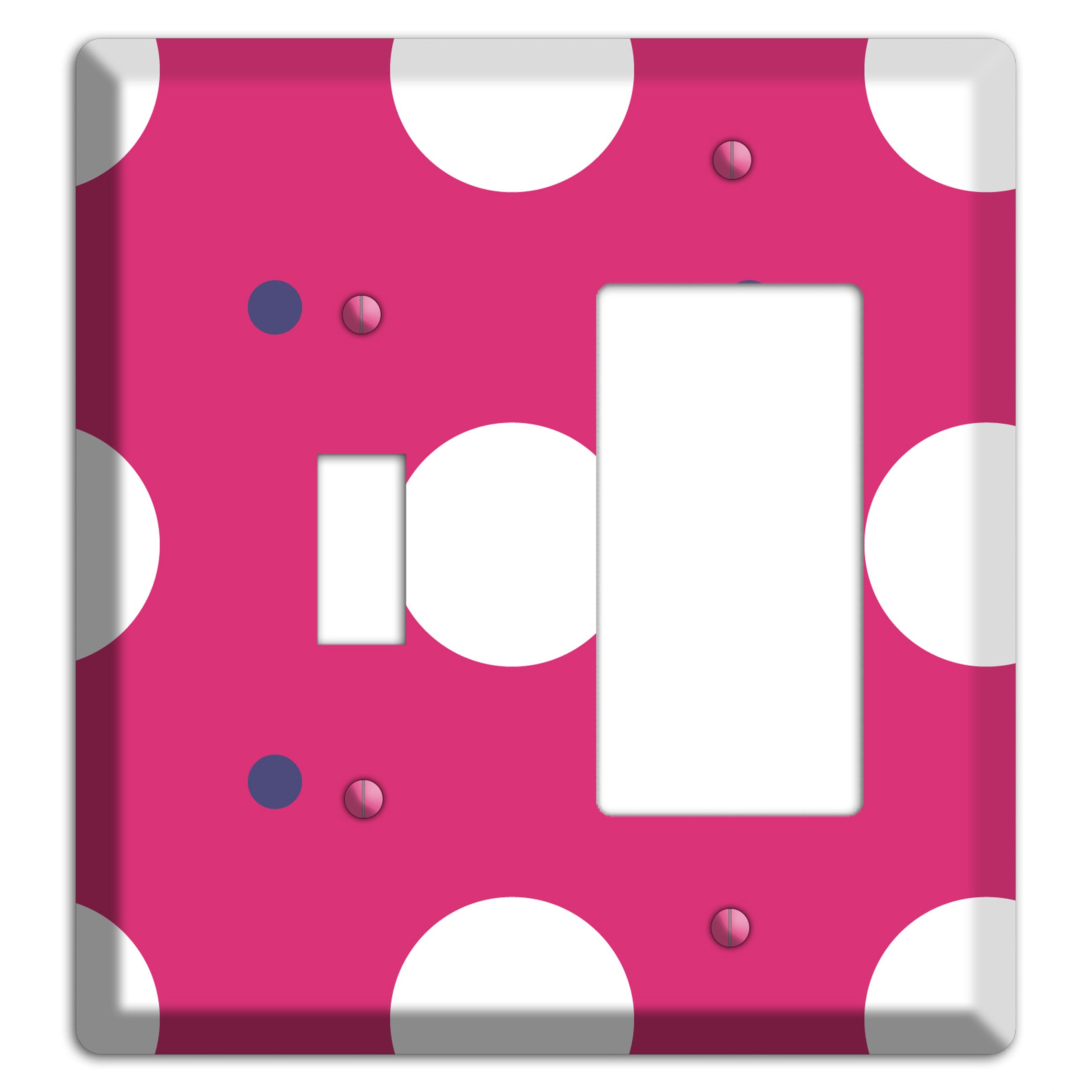 Fuschia with White and Purple Multi Tiled Medium Dots Toggle / Rocker Wallplate