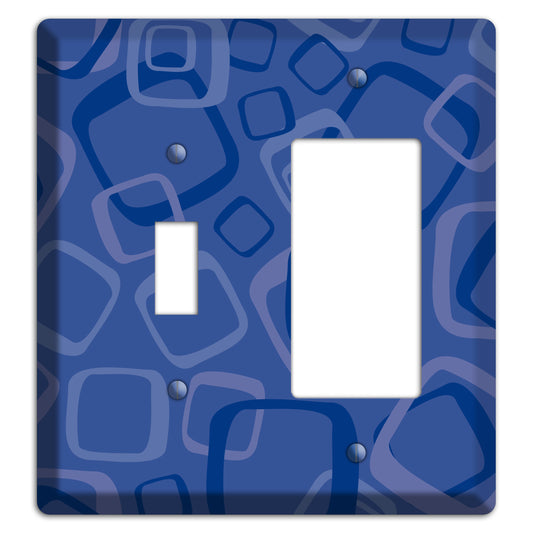 Multi Blue Random Retro Squares Toggle / Rocker Wallplate