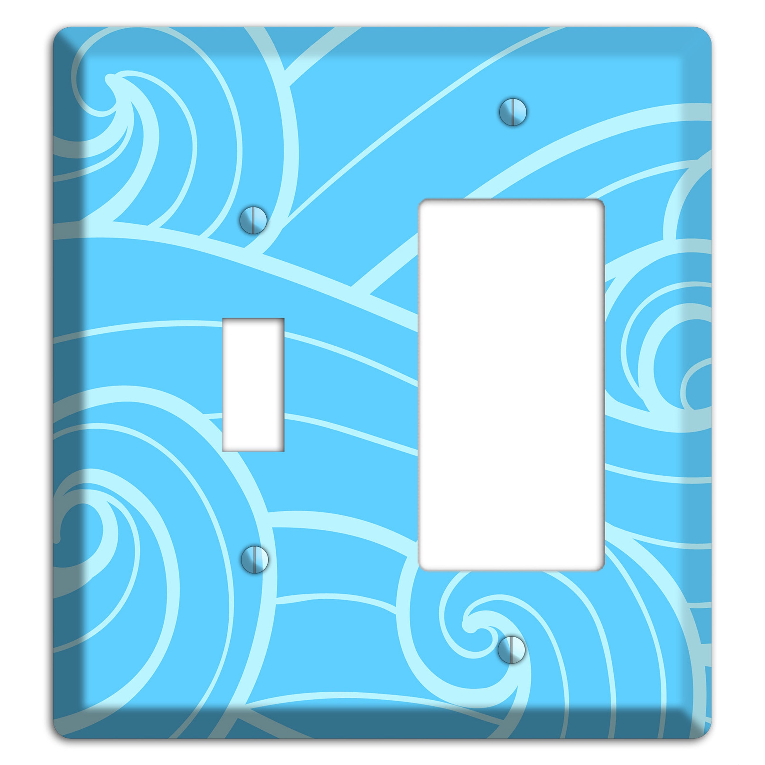 Abstract Curl Blue Toggle / Rocker Wallplate