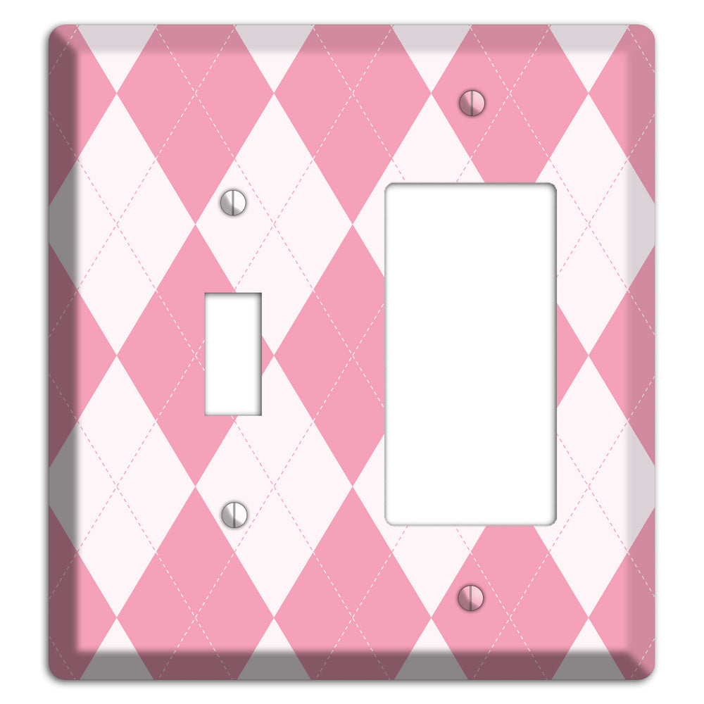 Pink Argyle Toggle / Rocker Wallplate