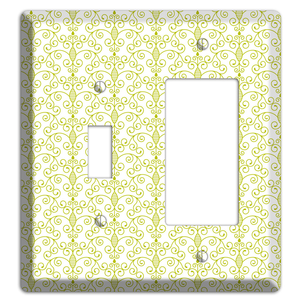 Olive Toile Half Drop Toggle / Rocker Wallplate