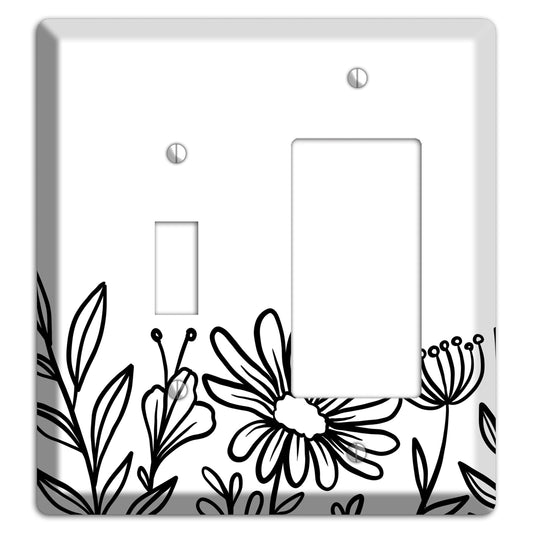 Hand-Drawn Floral 10 Toggle / Rocker Wallplate