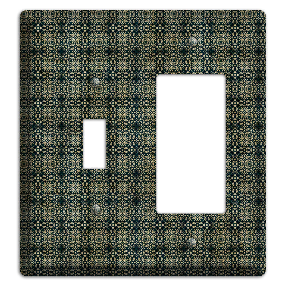 Dark Green Grunge Tiny Tiled Tapestry Toggle / Rocker Wallplate