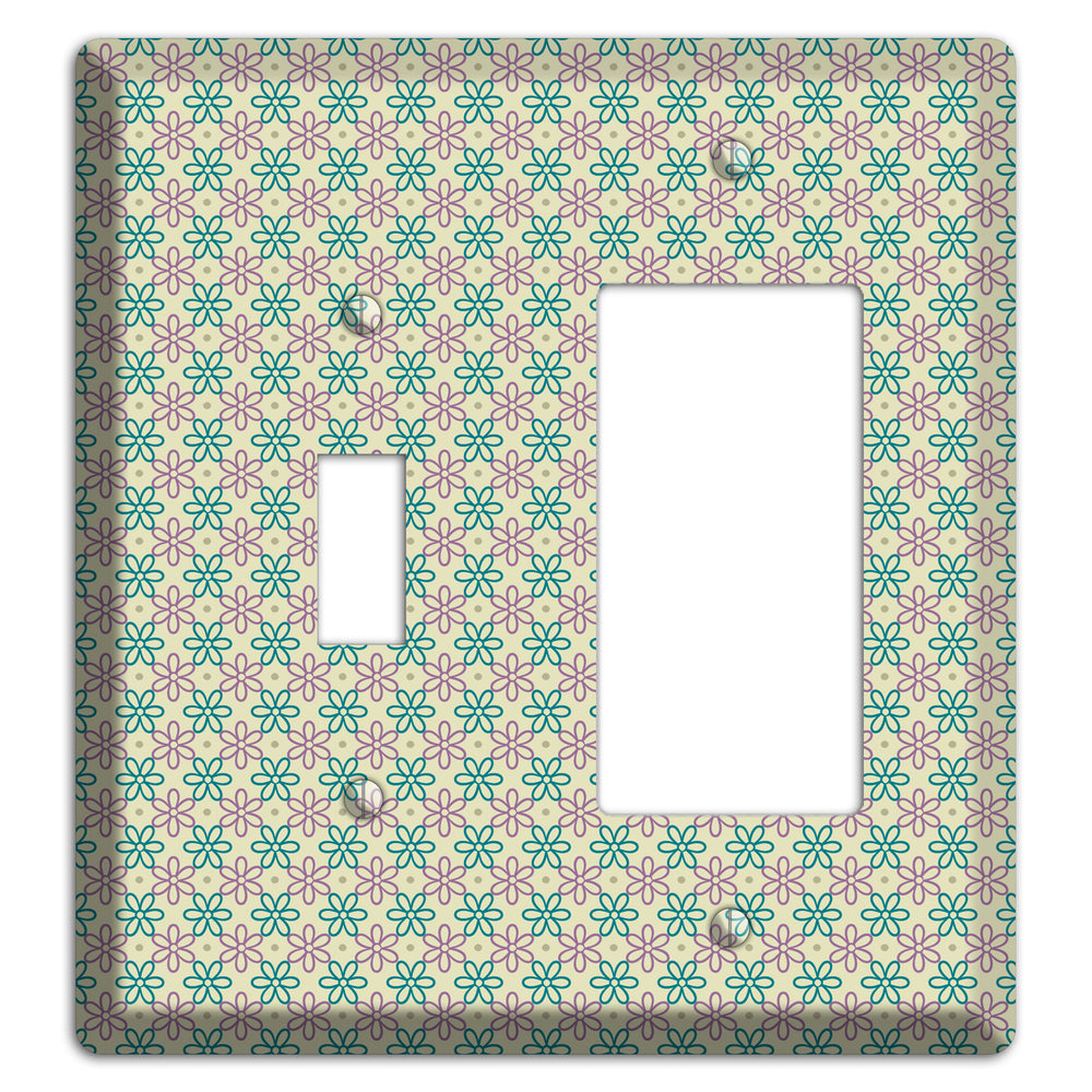 Large Green and Lavender Foulard Toggle / Rocker Wallplate