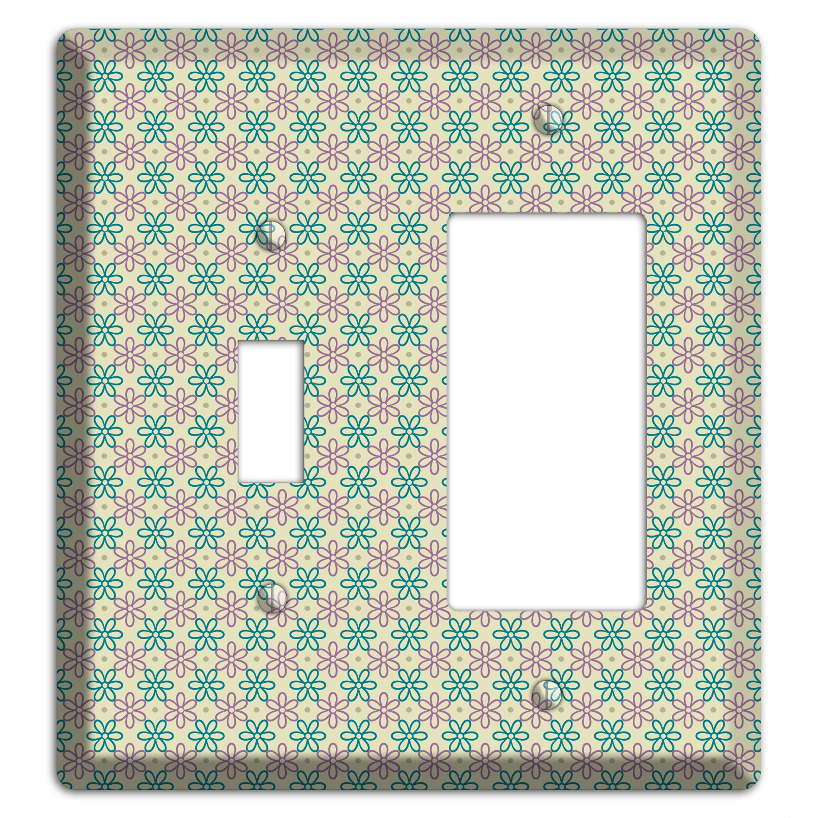 Large Green and Lavender Foulard Toggle / Rocker Wallplate