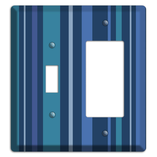Multi Blue Vertical Stripes Toggle / Rocker Wallplate
