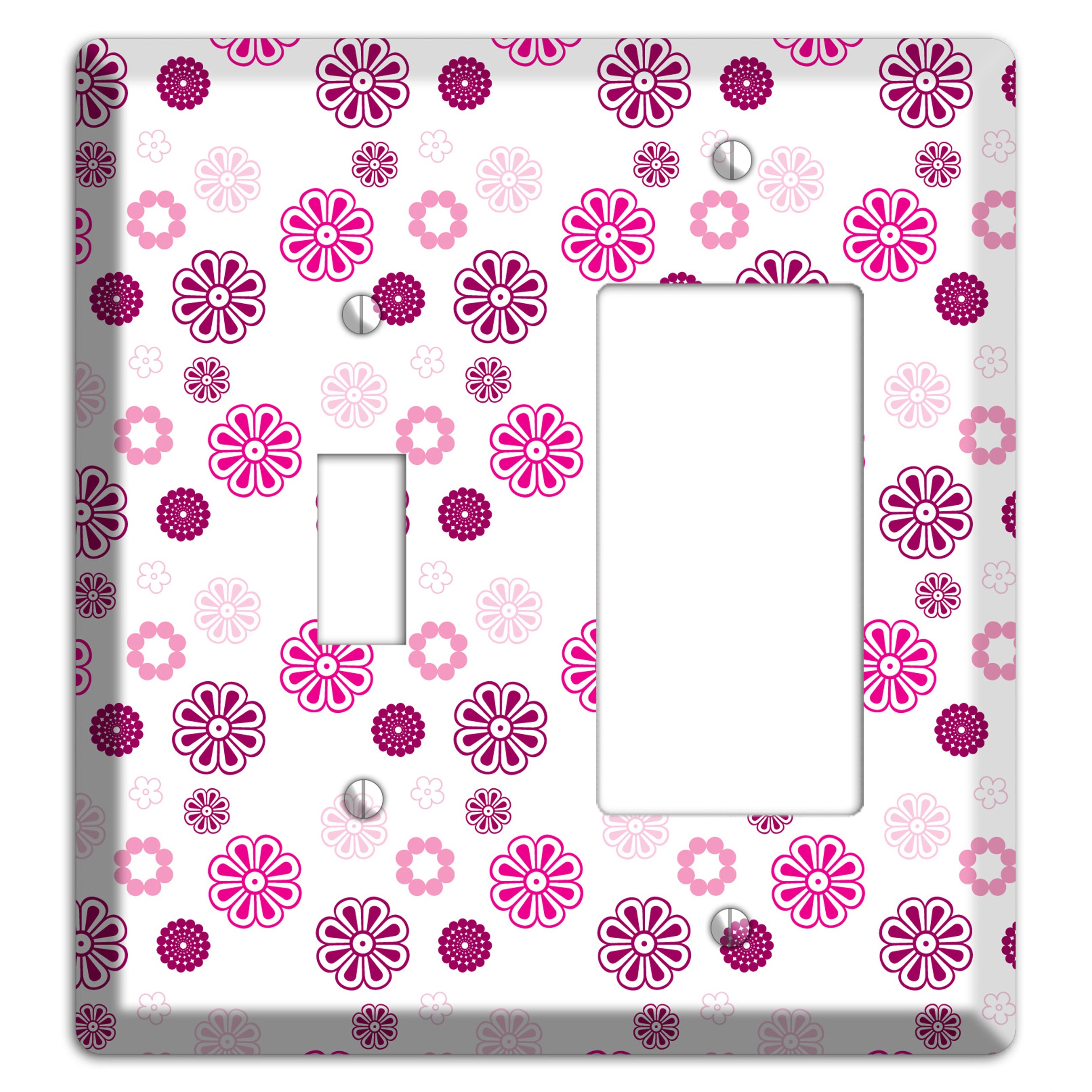 Maroon and Pink Retro Floral Toggle / Rocker Wallplate