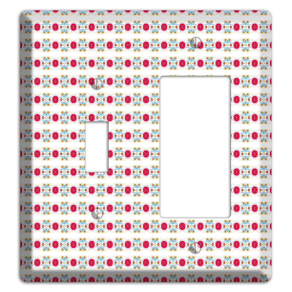 Off White with Red Blue Olive Tapestry Toggle / Rocker Wallplate