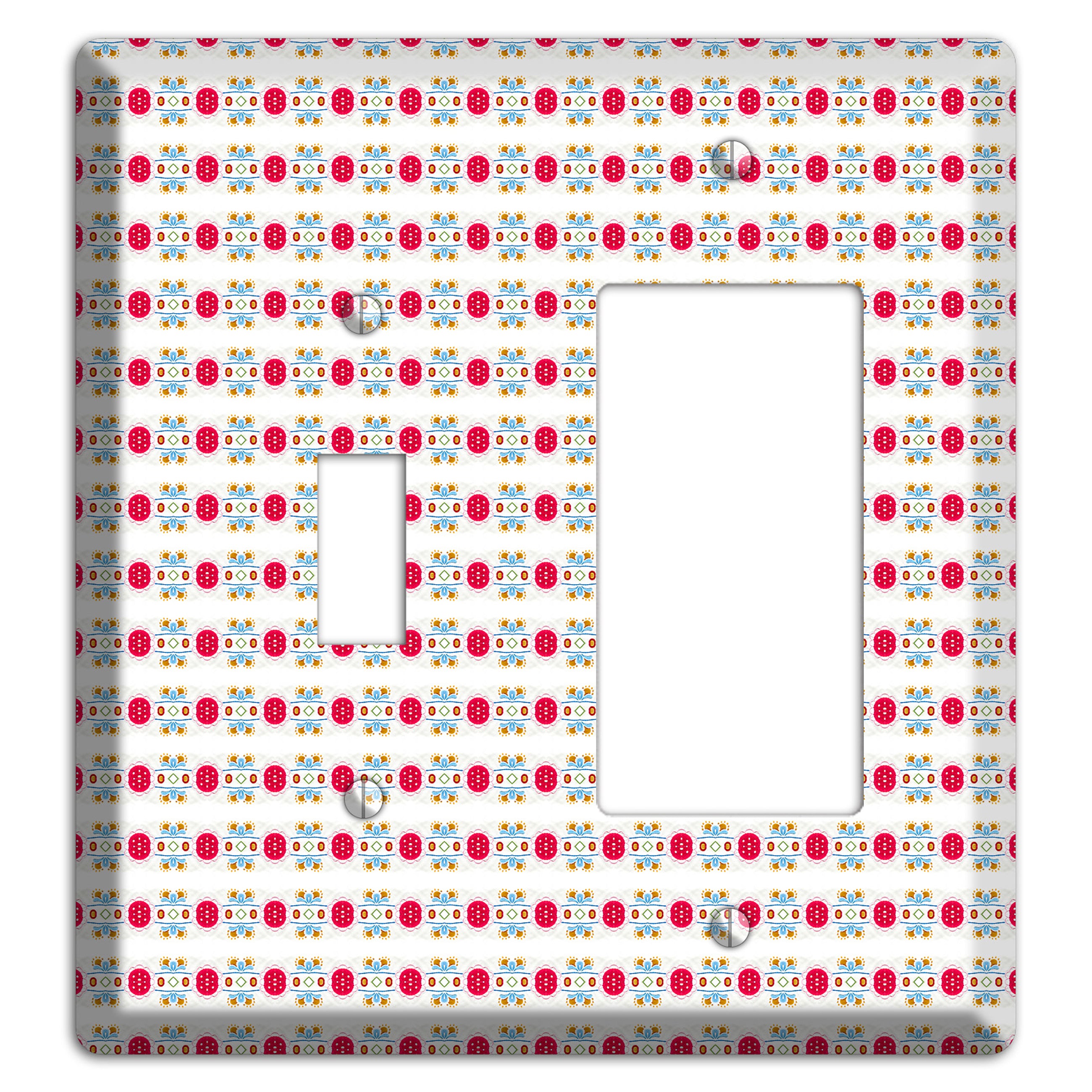 Off White with Red Blue Olive Tapestry Toggle / Rocker Wallplate