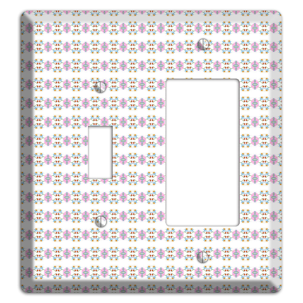 White with Lavendar Green Red Tapestry Toggle / Rocker Wallplate
