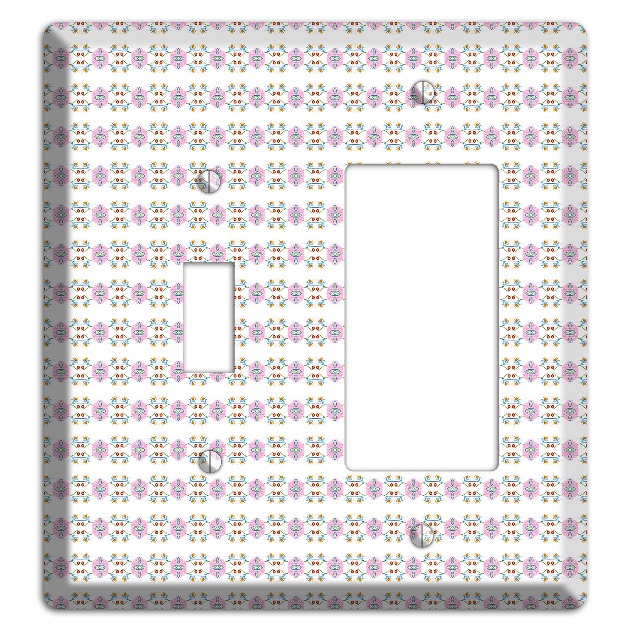 White with Lavendar Green Red Tapestry Toggle / Rocker Wallplate