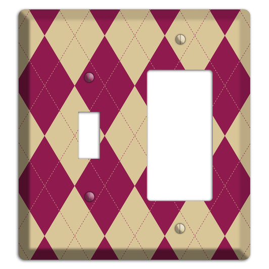 Red and Tan Argyle Toggle / Rocker Wallplate