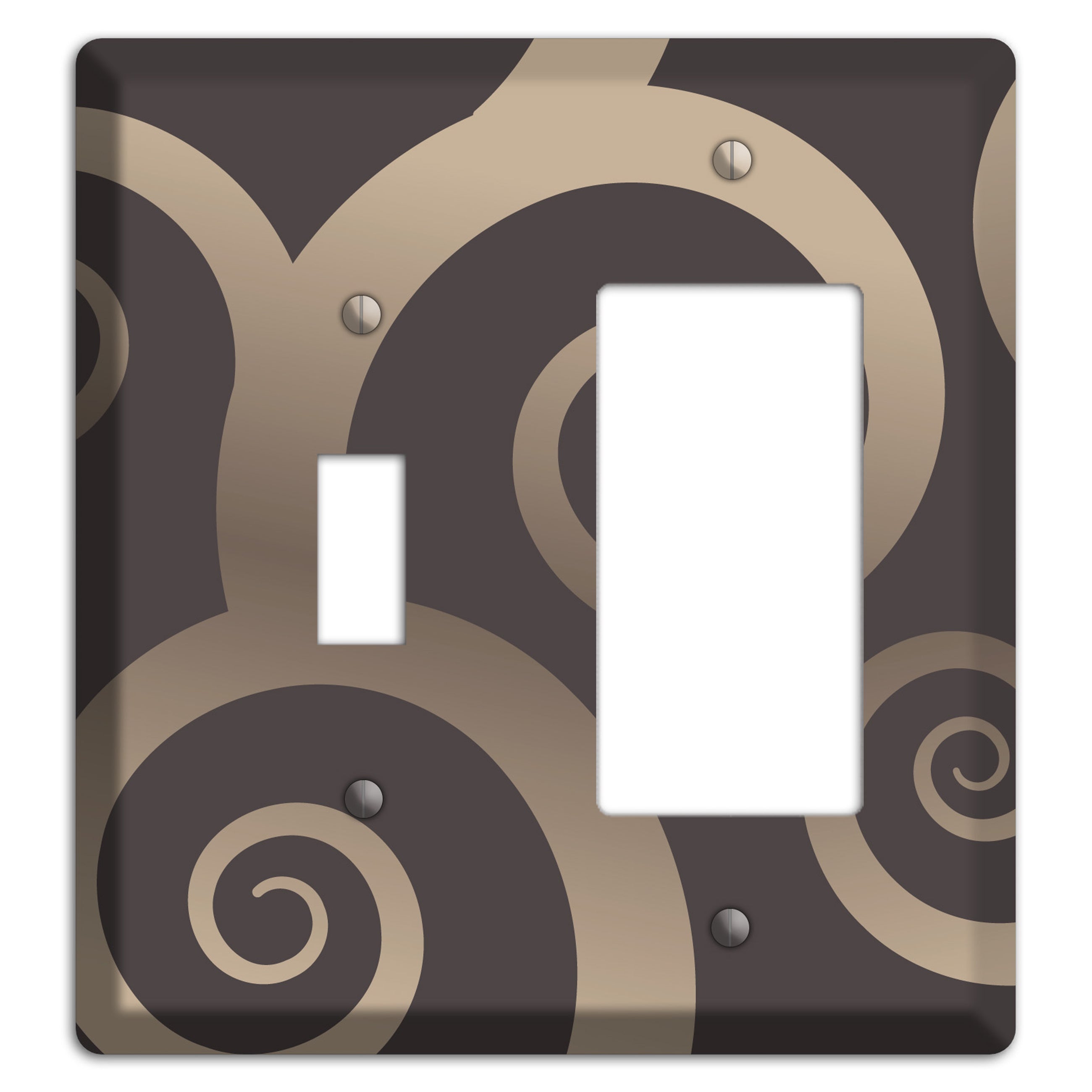 Brown with Beige Large Swirl Toggle / Rocker Wallplate