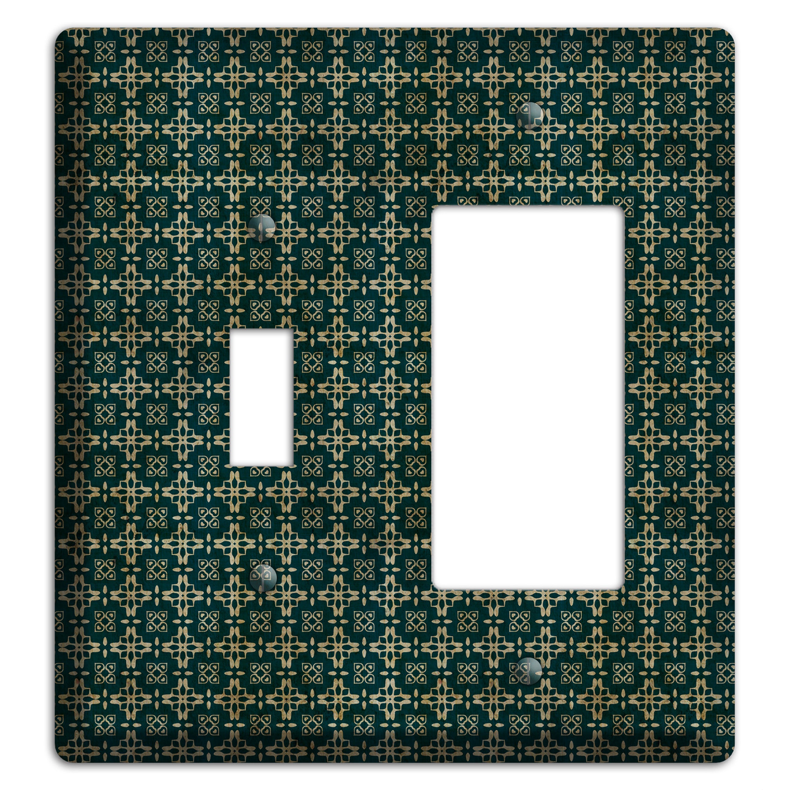 Dark Green Grunge Arabesque Toggle / Rocker Wallplate