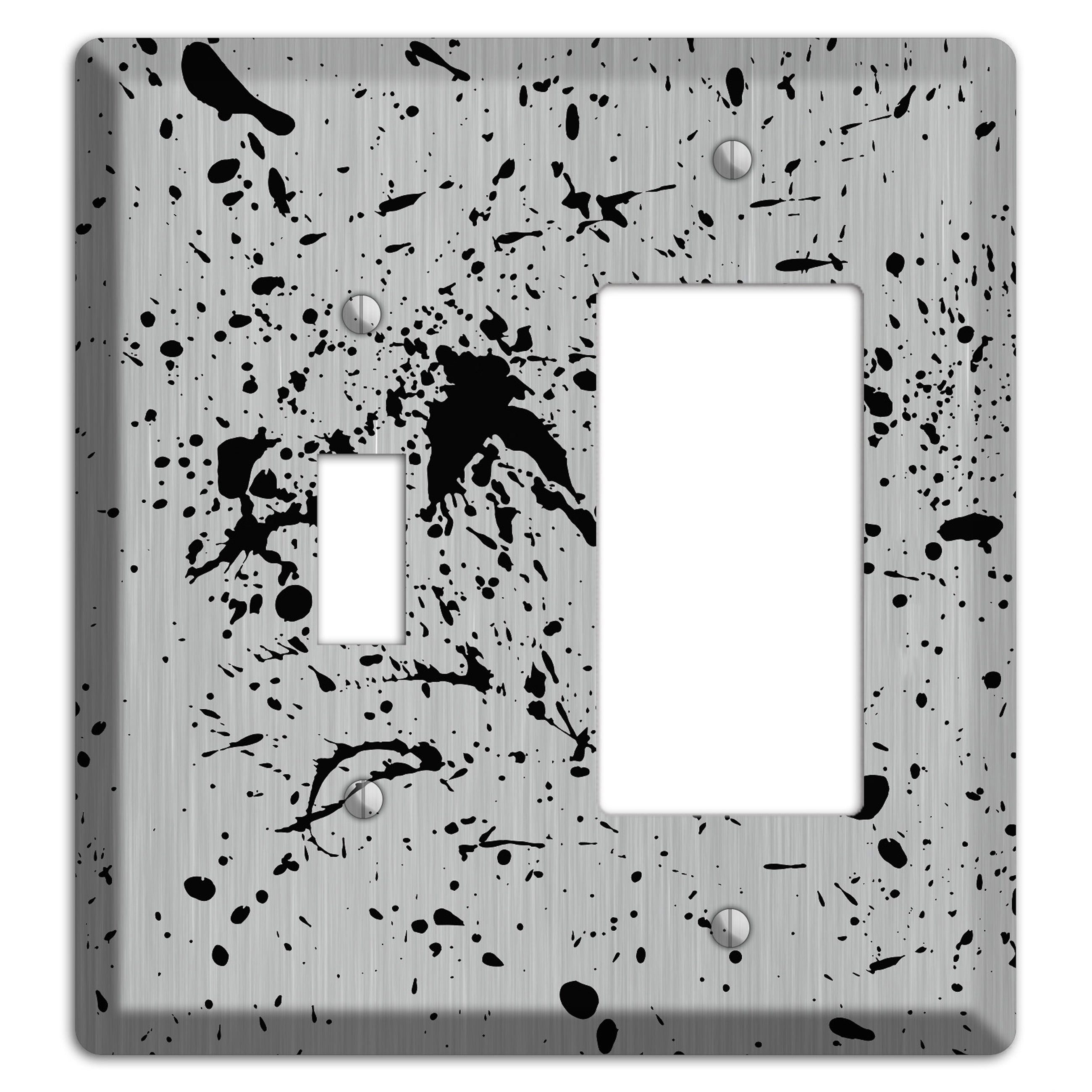 Ink Splash 4 Stainless Toggle / Rocker Wallplate