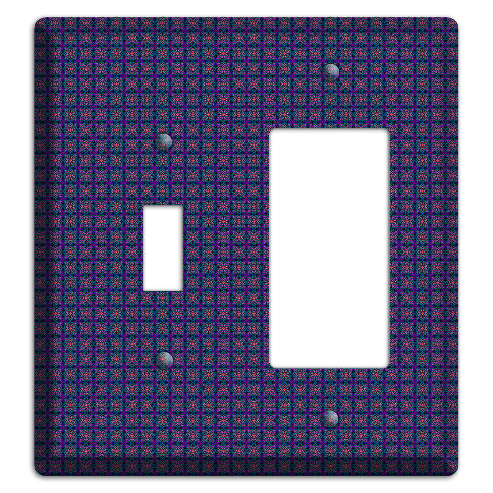 Navy and Purple Tiled Floral Foulard Toggle / Rocker Wallplate