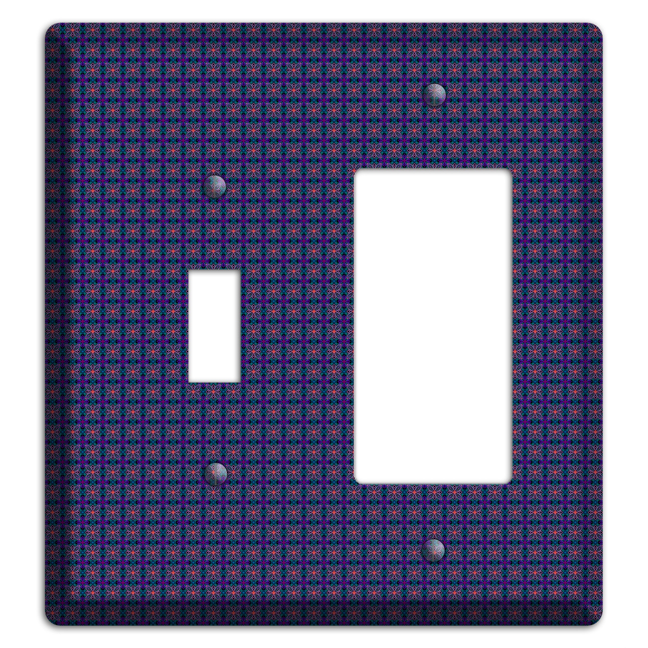 Navy and Purple Tiled Floral Foulard Toggle / Rocker Wallplate