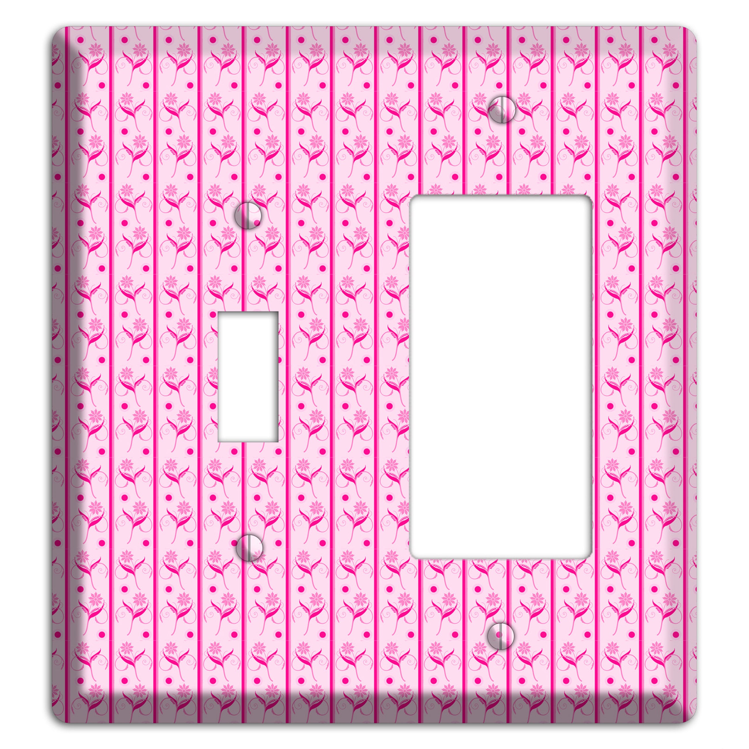 Pink Small Floral Pattern Toggle / Rocker Wallplate