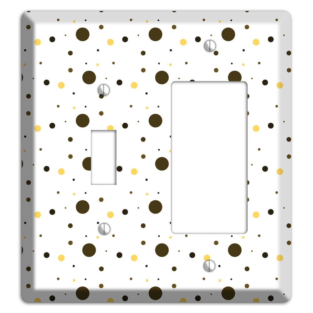 White with Black and Yellow Tiny Dots Toggle / Rocker Wallplate