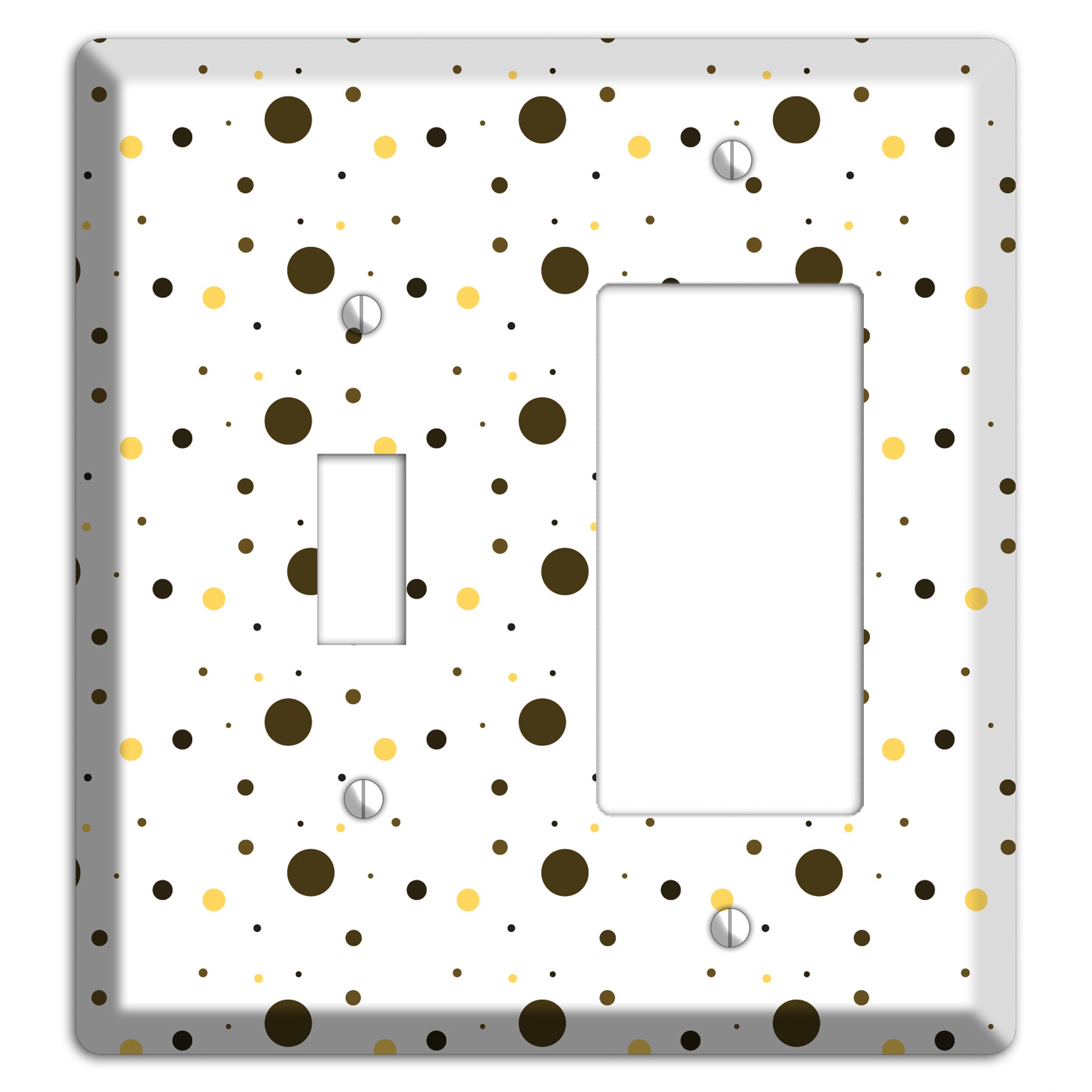 White with Black and Yellow Tiny Dots Toggle / Rocker Wallplate